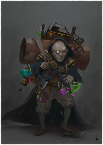 An illustration of Gillamedy Copperkettle, a dnd homebrew character.